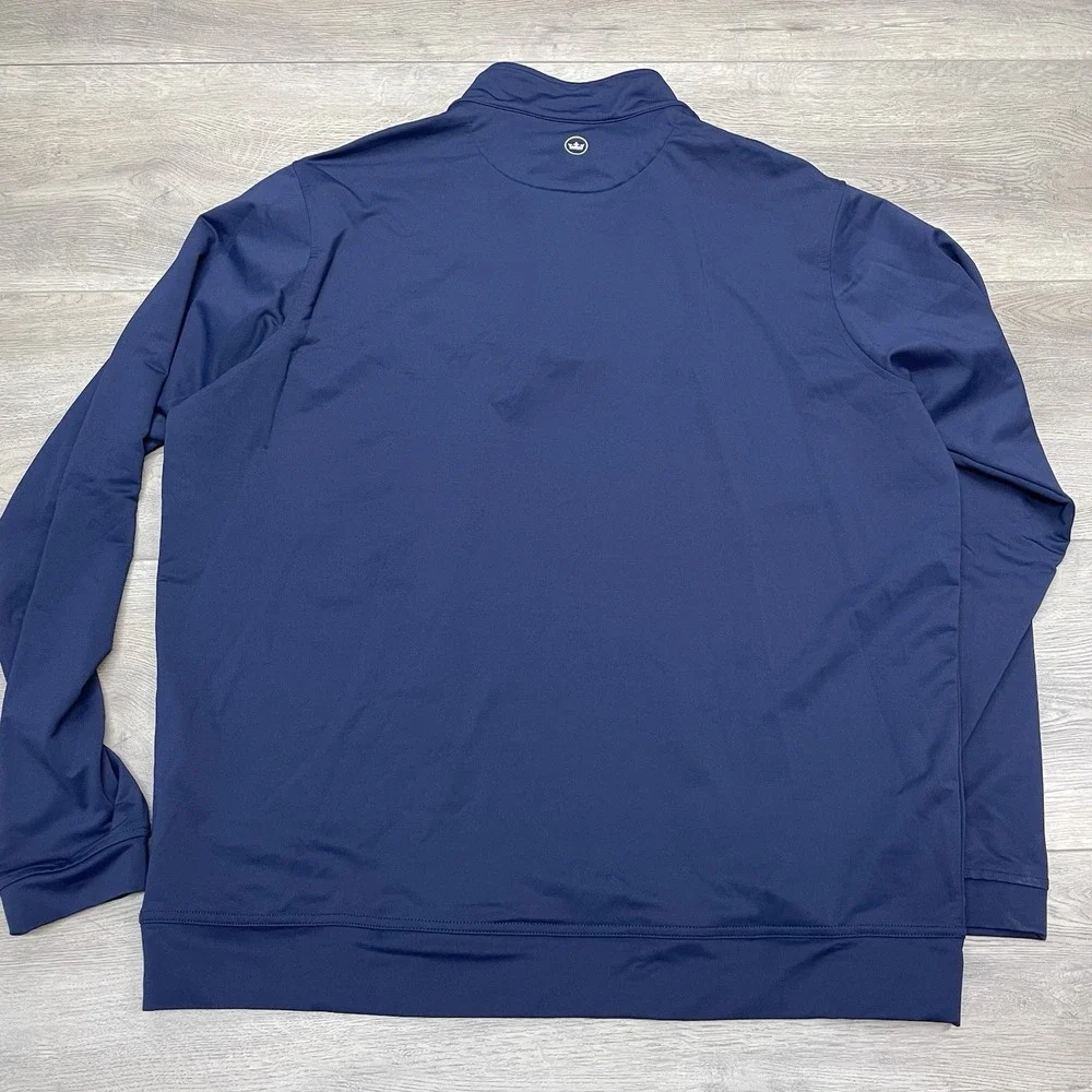 Peter Millar Perth Performance 1/4 Zip Pullover Men Sz XL Navy Blue Company Logo